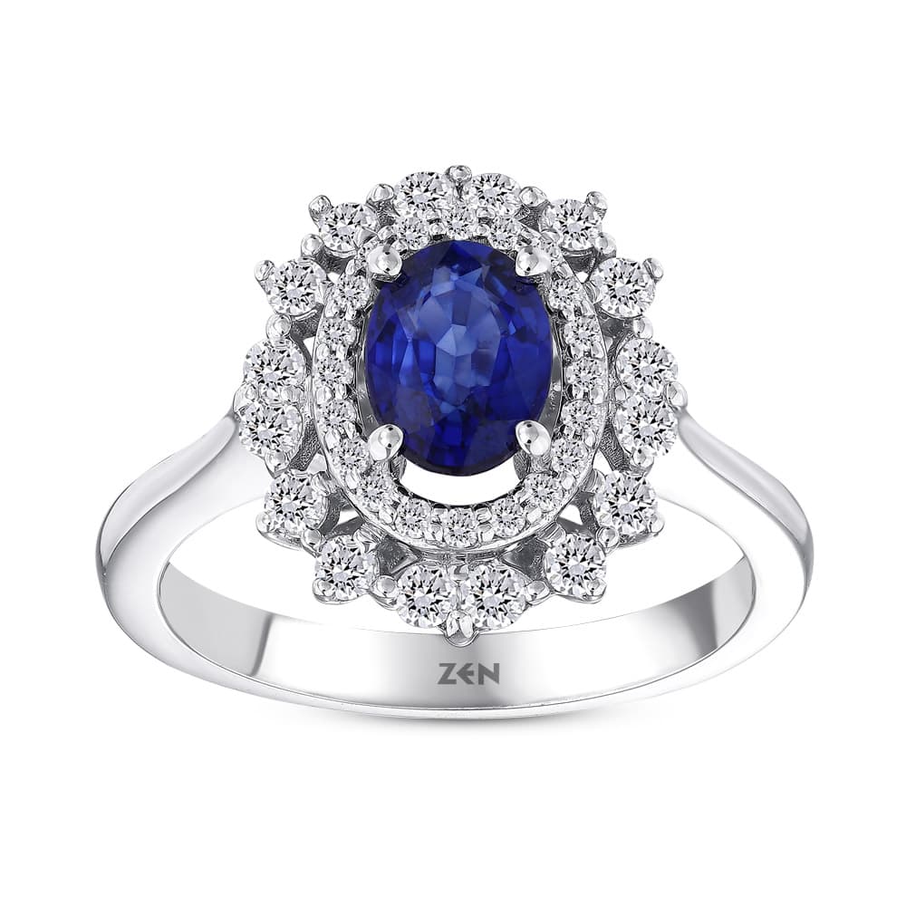 1,39 Karat Pırlanta Safir Yüzük