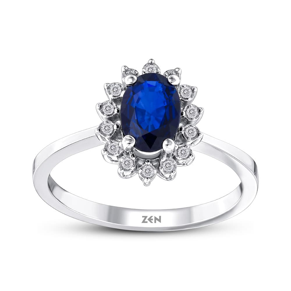 0,77 Karat Pırlanta Safir Yüzük