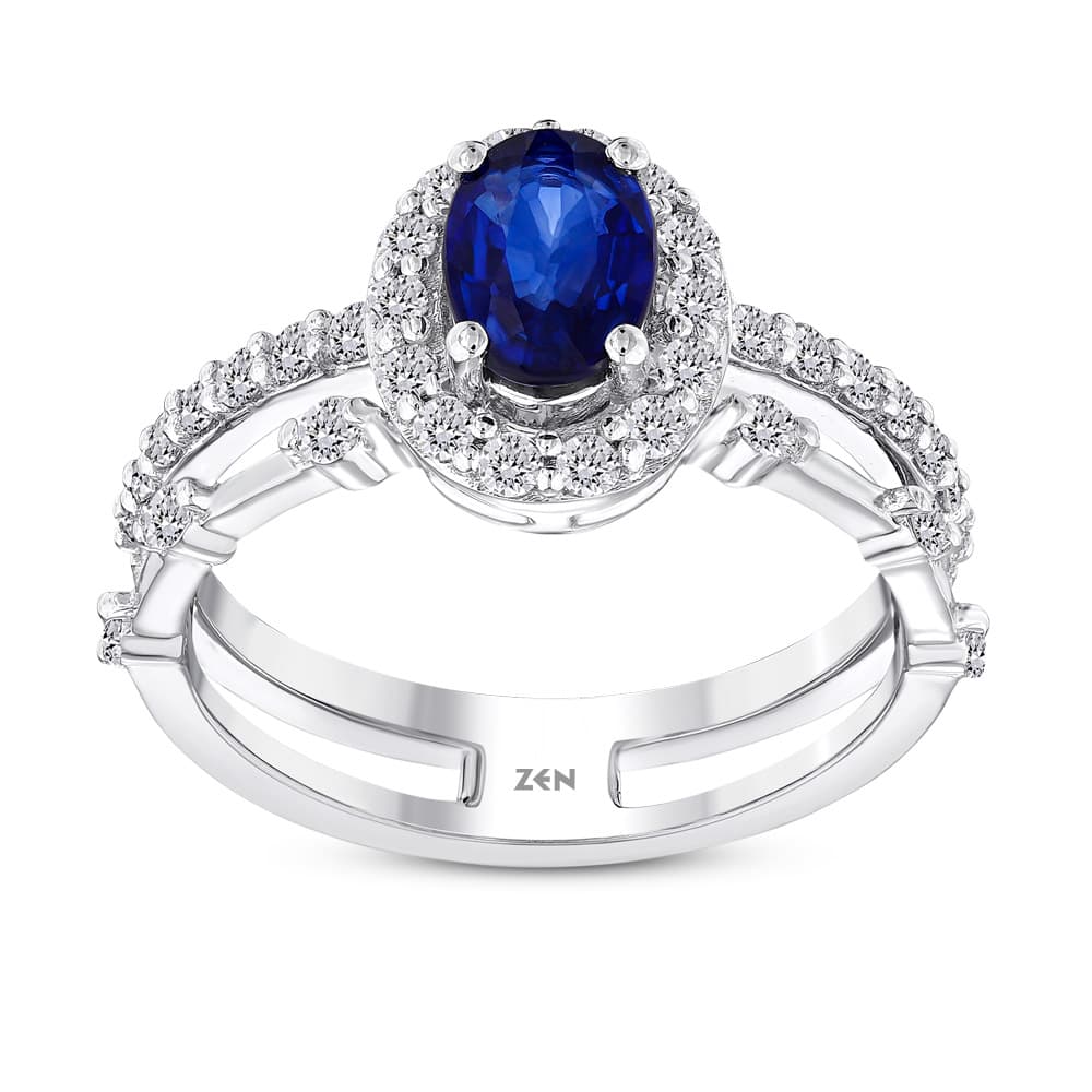 1,17 Karat Pırlanta Safir Yüzük