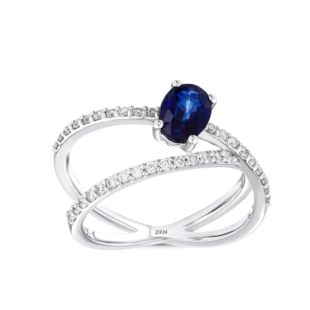 1,10 Karat Pırlanta Safir Yüzük