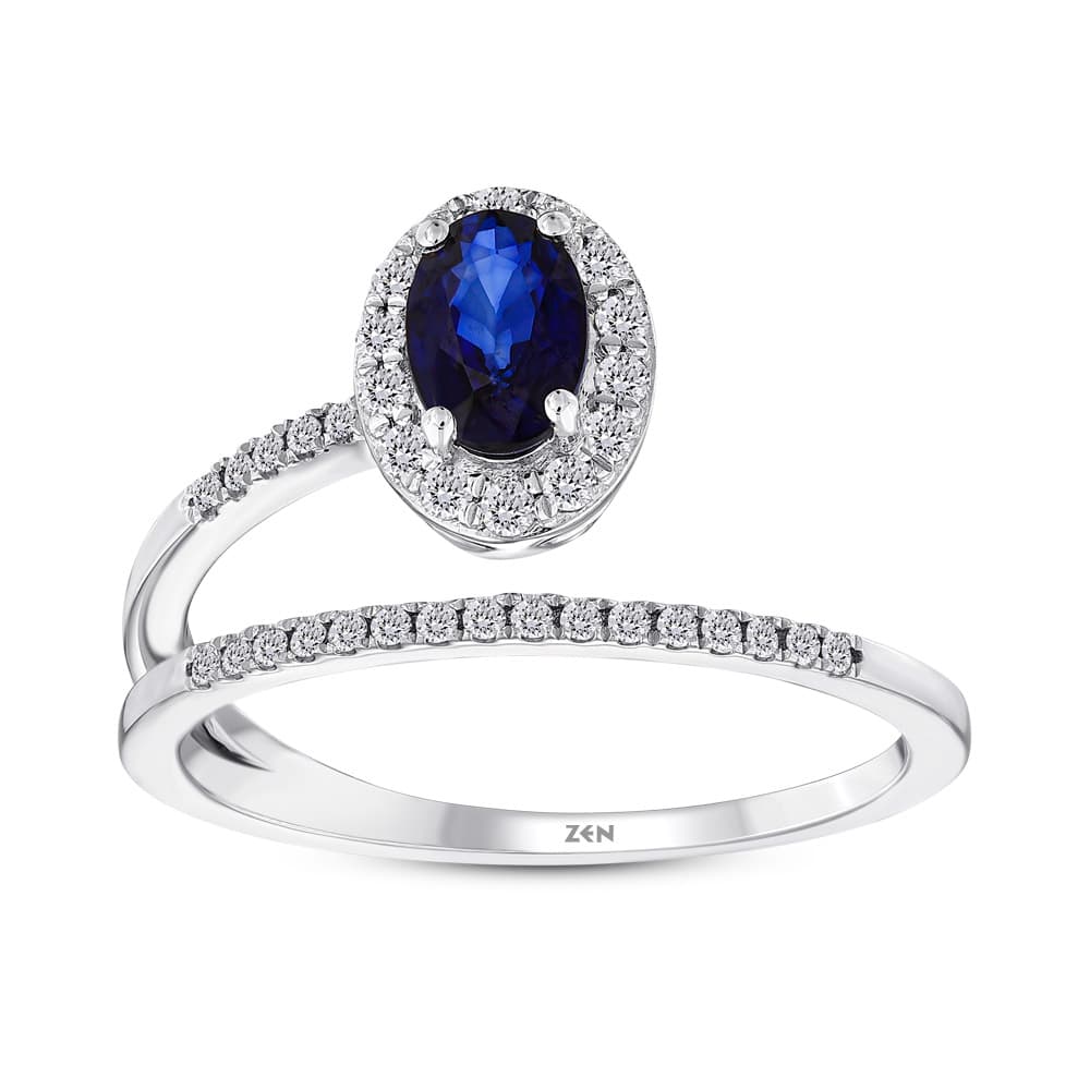 0,80 Karat Pırlanta Safir Yüzük