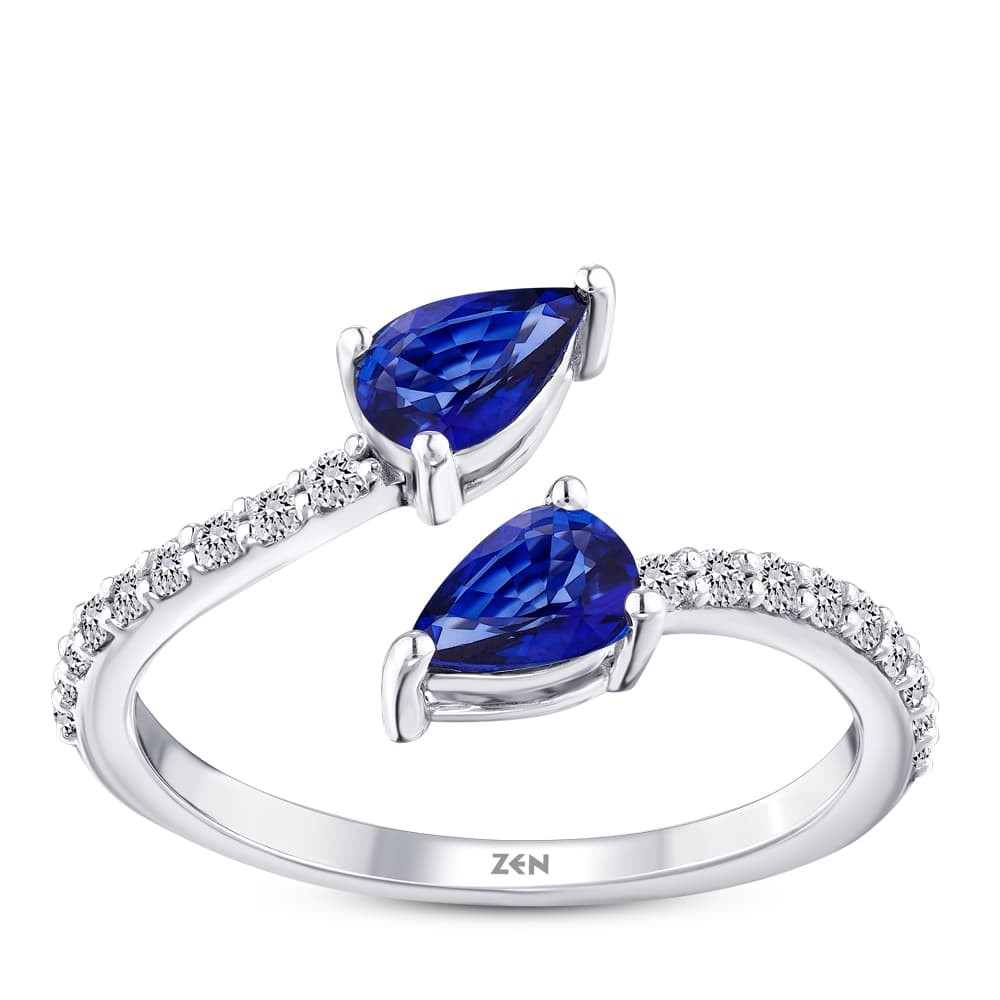 0,89 Karat Pırlanta Safir Yüzük