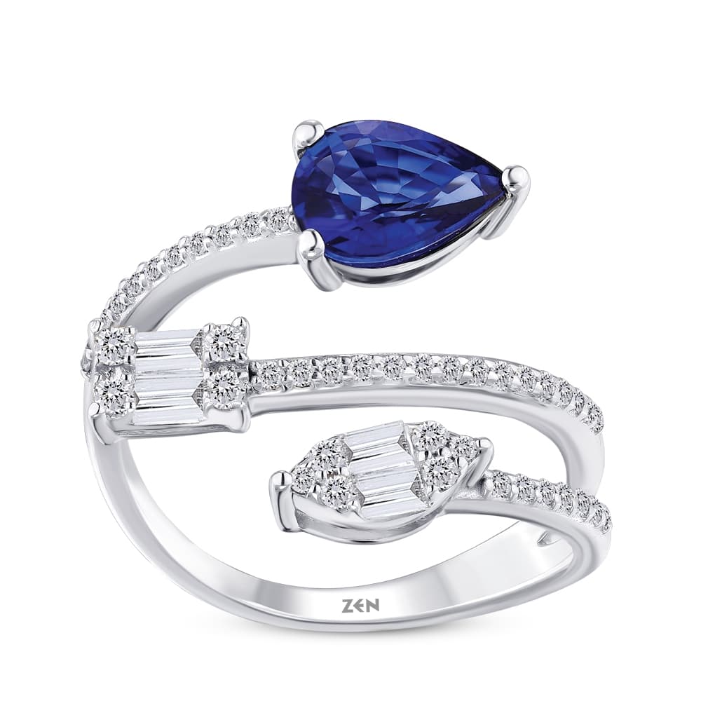 1,34 Karat Pırlanta Safir Yüzük