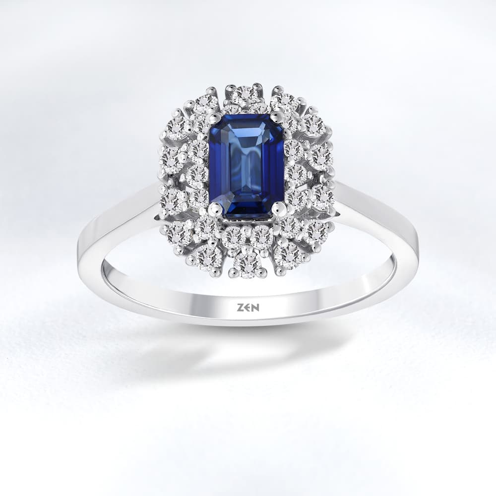 0,92 Karat Pırlanta Safir Yüzük