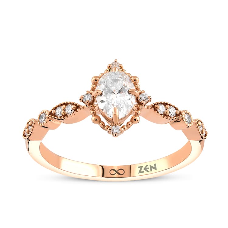 0,49 Karat Vintage Oval Tektaş Pırlanta Yüzük
